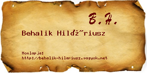 Behalik Hiláriusz névjegykártya